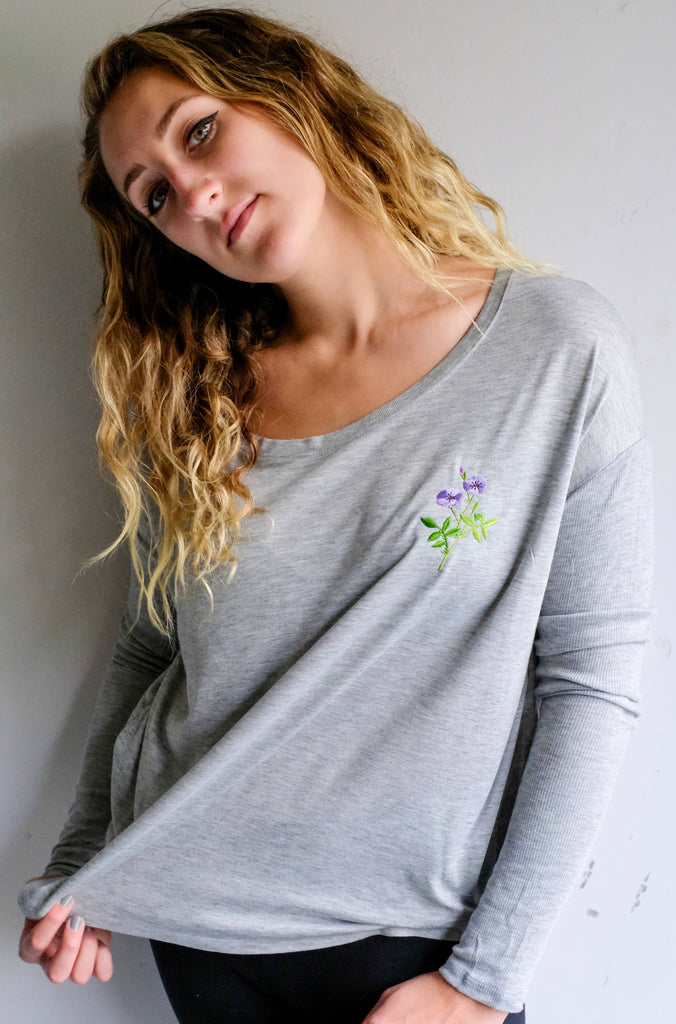 Wild Flower Flowy Ribbed Long Sleeve Tee